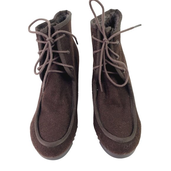 Sakroots Tango Brown Felt Wedge Butterfly Wedged Booties, Sz 8 - Picture 6 of 8